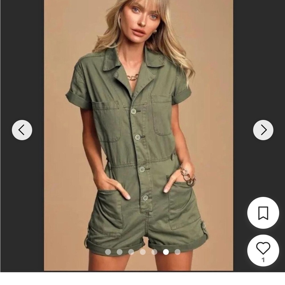 pistola Olive Utility Short-Sleeve Romper